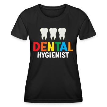 Hygiénistes dentaires Équipe d’hygiène dentaire Dentiste - T-shirt sport Femme - noir - Devant - AI Model Female 172 light (172cm)