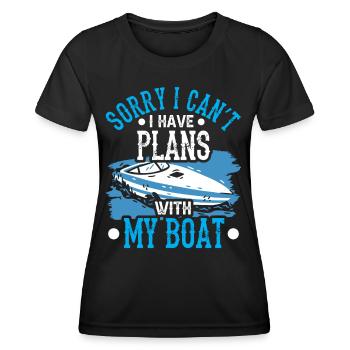 Malheureusement, je ne peux pas avoir de plans avec mon bateau - T-shirt sport Femme - noir - Devant - AI Model Female 172 light (172cm)