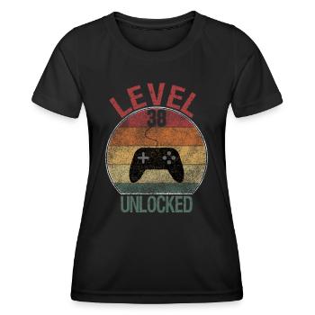 Niveau 38 débloqué - T-shirt sport Femme - noir - Devant - AI Model Female 172 light (172cm)
