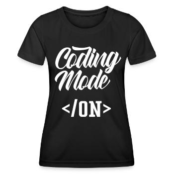 Programmiermodus Ein Coding Programmierer Coder - Frauen Funktions-T-Shirt - Schwarz - Vorne - AI Model Female 172 light (172cm)