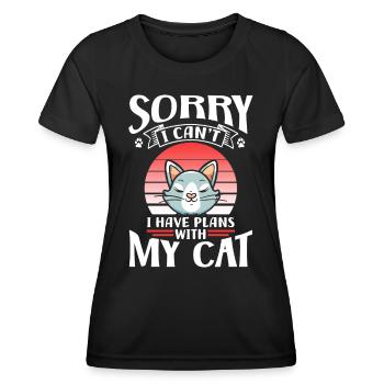 Malheureusement, je ne peux pas avoir de plans avec mon chat - T-shirt sport Femme - noir - Devant - AI Model Female 172 light (172cm)