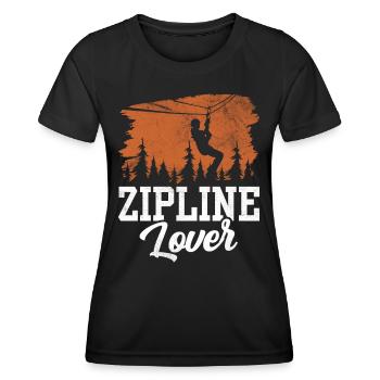 Zipline-Liebhaber Zipline Seilrutsche Ziplining - Frauen Funktions-T-Shirt - Schwarz - Vorne - AI Model Female 172 light (172cm)
