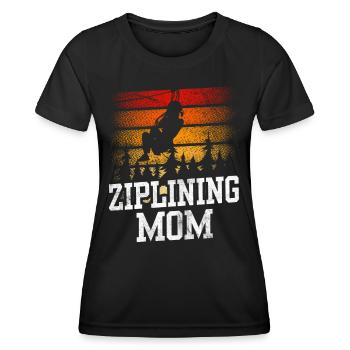 Ziplining Mama Sport Sprüche Zipline Seilrutsche - Frauen Funktions-T-Shirt - Schwarz - Vorne - AI Model Female 172 light (172cm)