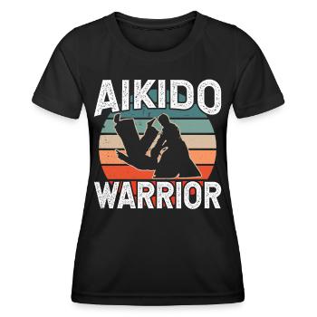 Aikido Krieger Kämpfer Kampfsport Kampfkunst - Frauen Funktions-T-Shirt - Schwarz - Vorne - AI Model Female 172 light (172cm)