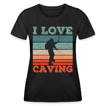 I love caving caving caving - Women's Functional T-Shirt - black - Front - AI Model Female 172 light (172cm)