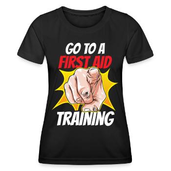 Take part in a first aid course teacher - Women's Functional T-Shirt - black - Front - AI Model Female 172 light (172cm)