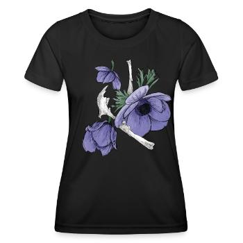 Flowers and bones - Women's Functional T-Shirt - black - Front - AI Model Female 172 light (172cm)