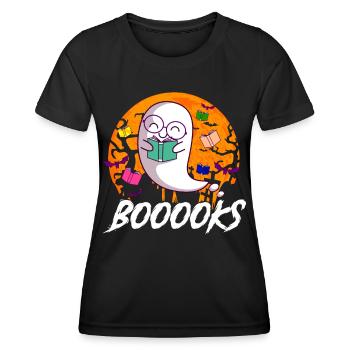 Bücherwurm Buch Lesen Geist Ghost Halloween - Frauen Funktions-T-Shirt - Schwarz - Vorne - AI Model Female 172 light (172cm)