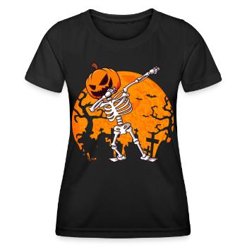 Squelette avec Citrouille Jack O Lantern Halloween - T-shirt sport Femme - noir - Devant - AI Model Female 172 light (172cm)