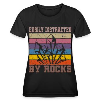 Vintage Retro Geologist Crystal Stone Collector - Women's Functional T-Shirt - black - Front - AI Model Female 172 light (172cm)