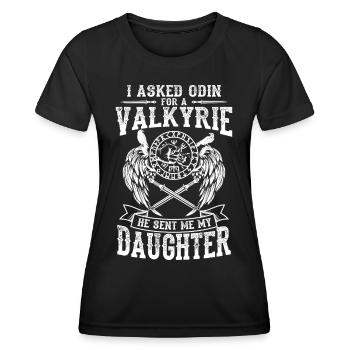 Wikinger Viking Odin Thor Valhalla Walküre Valknut - Frauen Funktions-T-Shirt - Schwarz - Vorne - AI Model Female 172 light (172cm)