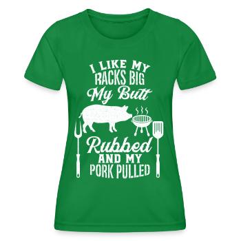 Mes fesses frottées Mon porc Tiré BBQ Grillen Grill - T-shirt sport Femme - vert - Devant - AI Model Female 172 dark (172cm)