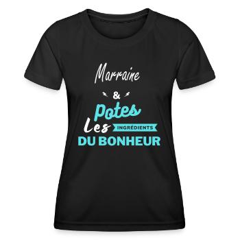 potes les ingrédients du bonheur Marraine - T-shirt sport Femme - noir - Devant - AI Model Female 172 light (172cm)