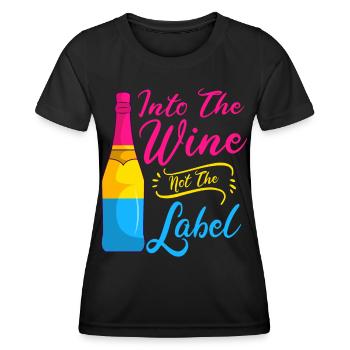 Dans le vin pas l’étiquette Lgbt Pansexual Pride - T-shirt sport Femme - noir - Devant - AI Model Female 172 light (172cm)