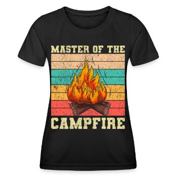 Master of Campfire Camping Camp Camping - Women's Functional T-Shirt - black - Front - AI Model Female 172 light (172cm)