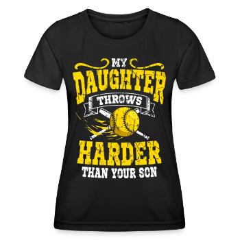 Ma fille lance le baseball plus fort que ton fils - T-shirt sport Femme - noir - Devant - AI Model Female 172 light (172cm)