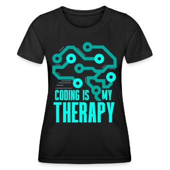 Programmieren Ist Meine Therapie Coding Code Coder - Frauen Funktions-T-Shirt - Schwarz - Vorne - AI Model Female 172 light (172cm)