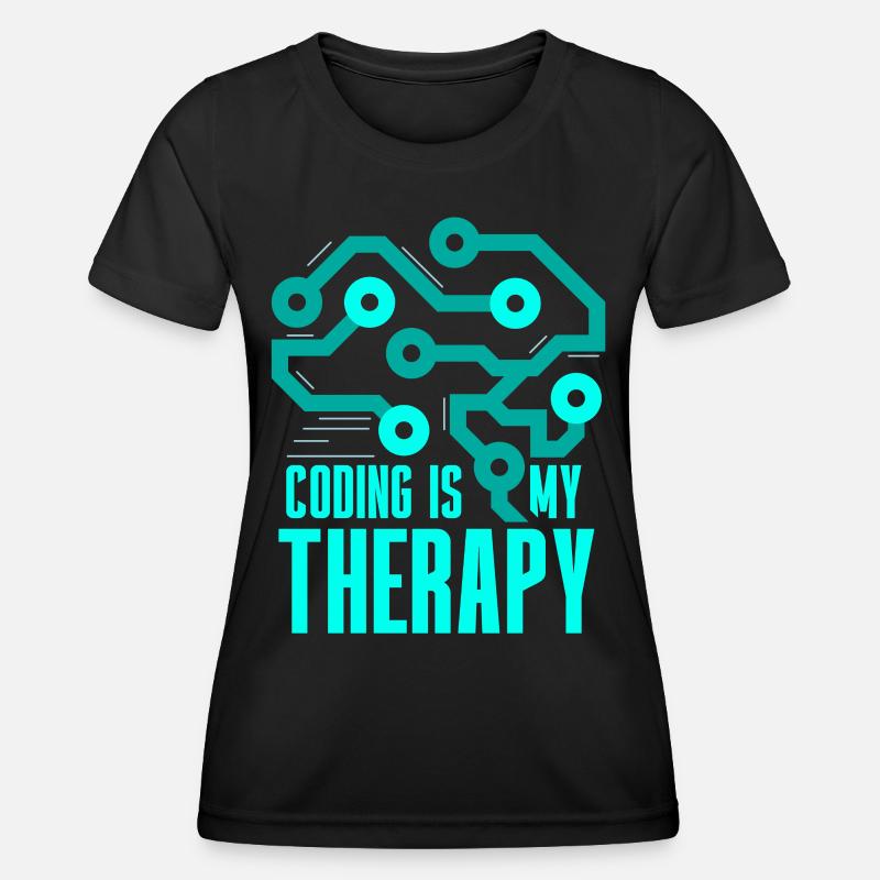 Programmieren Ist Meine Therapie Coding Code Coder - Frauen Funktions-T-Shirt - Schwarz