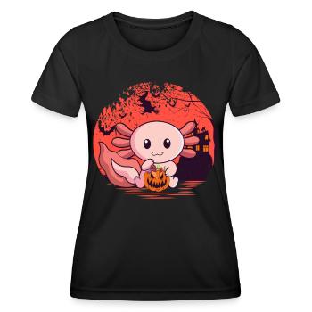 Effrayant Axolotl Tail Lurch Citrouille Halloween - T-shirt sport Femme - noir - Devant - AI Model Female 172 light (172cm)