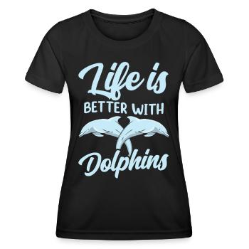 Das Leben Ist Besser Mit Delfinen Delfine Delfin - Frauen Funktions-T-Shirt - Schwarz - Vorne - AI Model Female 172 light (172cm)
