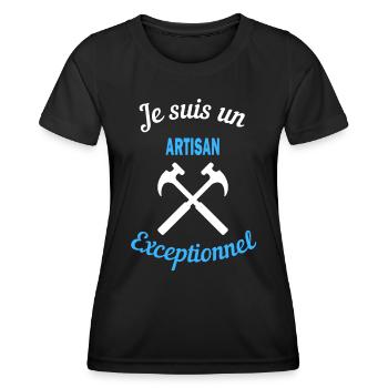 Je suis un Exceptionnel ARTISAN - T-shirt sport Femme - noir - Devant - AI Model Female 172 light (172cm)