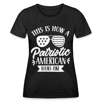 So Sieht Ein Patriotischer Amerikaner Aus USA - Frauen Funktions-T-Shirt - Schwarz - Vorne - AI Model Female 172 light (172cm)