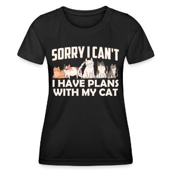 Malheureusement, je ne peux pas avoir de plans avec mon chat - T-shirt sport Femme - noir - Devant - AI Model Female 172 light (172cm)