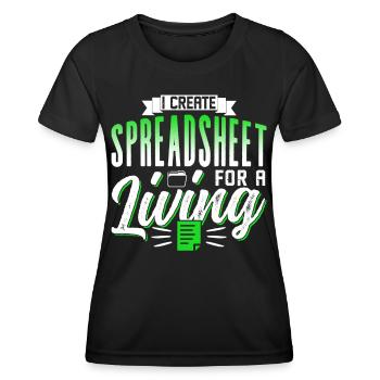 Je crée des feuilles de calcul pour le travail Feuille de calcul - T-shirt sport Femme - noir - Devant - AI Model Female 172 light (172cm)