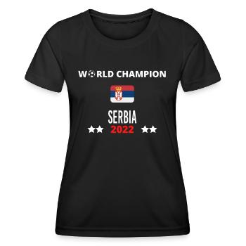 Serbien Weltmeister 2022 - Frauen Funktions-T-Shirt - Schwarz - Vorne - AI Model Female 172 light (172cm)