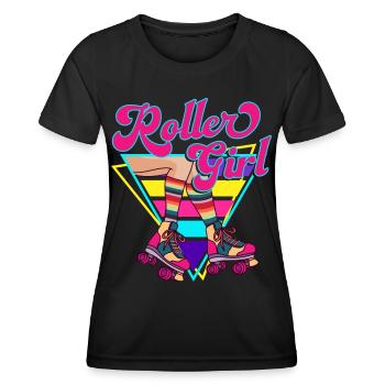 Roller Girl Retro 70s 80s Skater Roller Skates - Women's Functional T-Shirt - black - Front - AI Model Female 172 light (172cm)