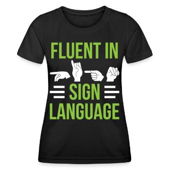 Maîtrise de la langue des signes Conscience des signes - T-shirt sport Femme - noir - Devant - AI Model Female 172 light (172cm)