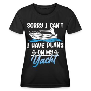 Malheureusement, je ne peux pas avoir de plans pour mon yacht - T-shirt sport Femme - noir - Devant - AI Model Female 172 light (172cm)