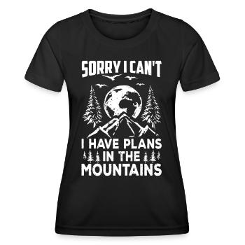 Je ne peux malheureusement pas j’ai des projets en montagne - T-shirt sport Femme - noir - Devant - AI Model Female 172 light (172cm)