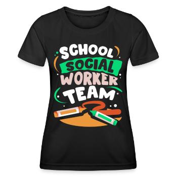 Équipe de travailleurs sociaux en milieu scolaire École de travail social - T-shirt sport Femme - noir - Devant - AI Model Female 172 light (172cm)