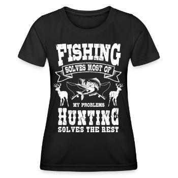 Angeln Löst Die Meisten Meiner Probleme Jagt Jäger - Frauen Funktions-T-Shirt - Schwarz - Vorne - AI Model Female 172 light (172cm)