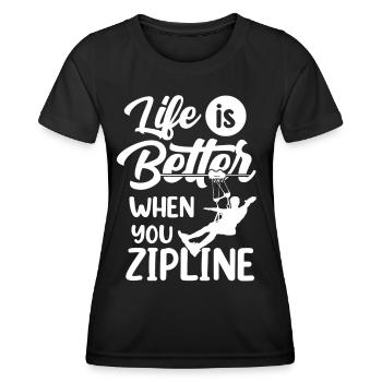 Das Leben Ist Besser Wenn Man Zipline Fährt Sport - Frauen Funktions-T-Shirt - Schwarz - Vorne - AI Model Female 172 light (172cm)