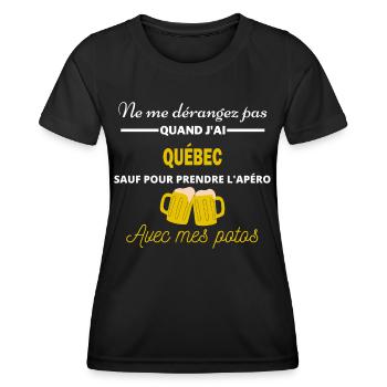 Ne me dérangez pas QUAND J'ai l'apéro québec - T-shirt sport Femme - noir - Devant - AI Model Female 172 light (172cm)