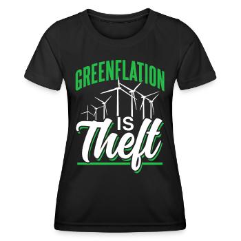 Greenflation is theft inflation energy green - Women's Functional T-Shirt - black - Front - AI Model Female 172 light (172cm)