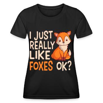 J’aime vraiment les renards OK les amoureux des renards - T-shirt sport Femme - noir - Devant - AI Model Female 172 light (172cm)