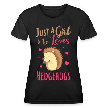 Juste une fille qui aime les hérissons - T-shirt sport Femme - noir - Devant - AI Model Female 172 light (172cm)