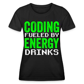 Programmieren Mit Energydrinks Coder Code Coding - Frauen Funktions-T-Shirt - Schwarz - Vorne - AI Model Female 172 light (172cm)