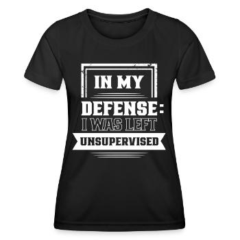 Laissé sans surveillance pour ma défense - T-shirt sport Femme - noir - Devant - AI Model Female 172 light (172cm)