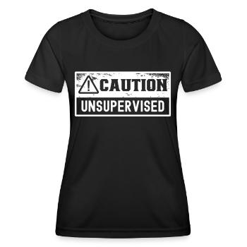 Attention sans surveillance sans surveillance Sarcastique non supervisé - T-shirt sport Femme - noir - Devant - AI Model Female 172 light (172cm)