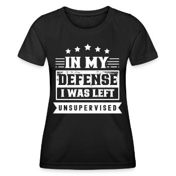 Laissé sans surveillance pour ma défense - T-shirt sport Femme - noir - Devant - AI Model Female 172 light (172cm)