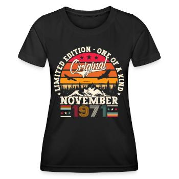 Original November 1971 51st birthday gift - Women's Functional T-Shirt - black - Front - AI Model Female 172 light (172cm)