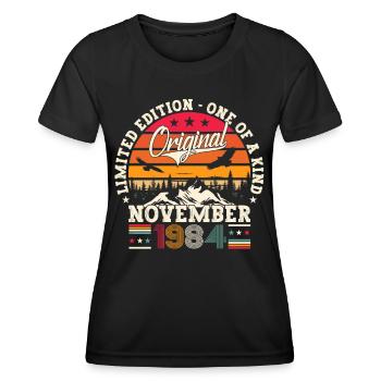 Original November 1984 38th Birthday Gift - Women's Functional T-Shirt - black - Front - AI Model Female 172 light (172cm)