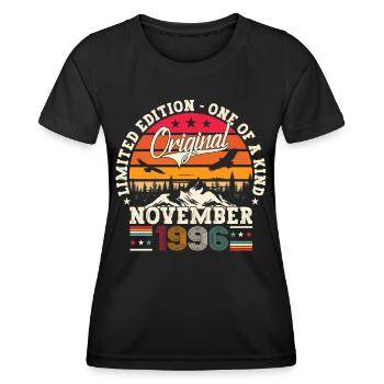 Original November 1996 26th Birthday Gift - Women's Functional T-Shirt - black - Front - AI Model Female 172 light (172cm)