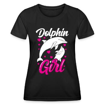 Dauphin Fille Amoureux Dauphins Dauphins Dauphin - T-shirt sport Femme - noir - Devant - AI Model Female 172 light (172cm)