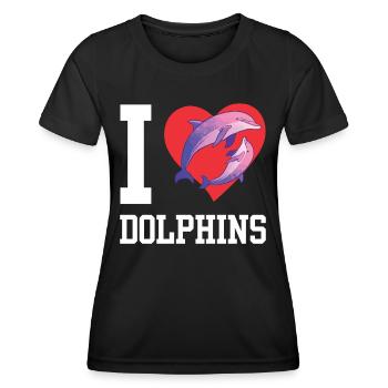 J’aime les dauphins dauphins dauphins dauphins - T-shirt sport Femme - noir - Devant - AI Model Female 172 light (172cm)