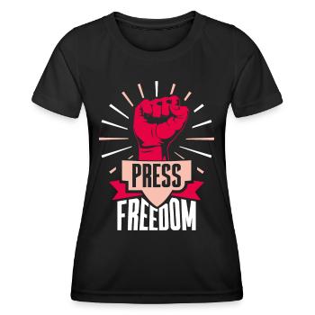 Liberté de la presse Journaliste Journalisme Droit de la presse - T-shirt sport Femme - noir - Devant - AI Model Female 172 light (172cm)